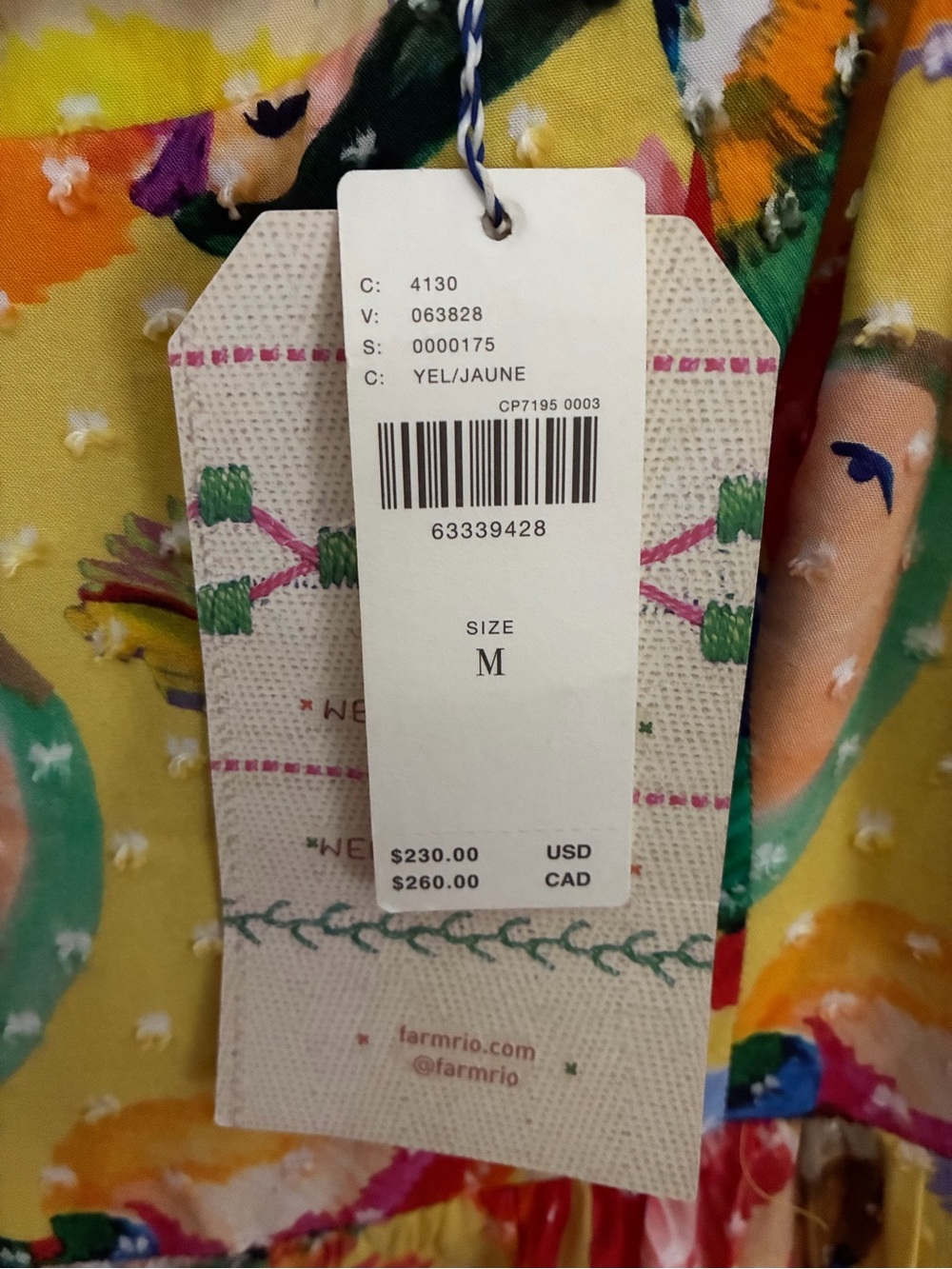 NWT FARM Rio Yellow Tropical Print Tiered Maxi Dress with Multicolor Accents - Picture 3 of 8